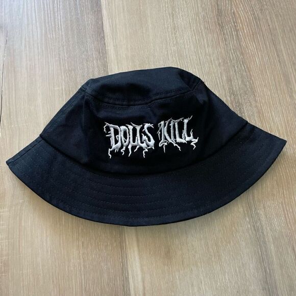 Dolls Kill Black Bucket Hat OS Unisex Womens Cap NWOT - Picture 1 of 5